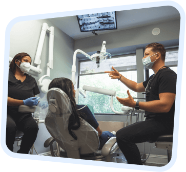 arafed dentist and patient in a dental office with a patient