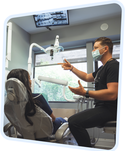 arafed man in a dental chair with a patient